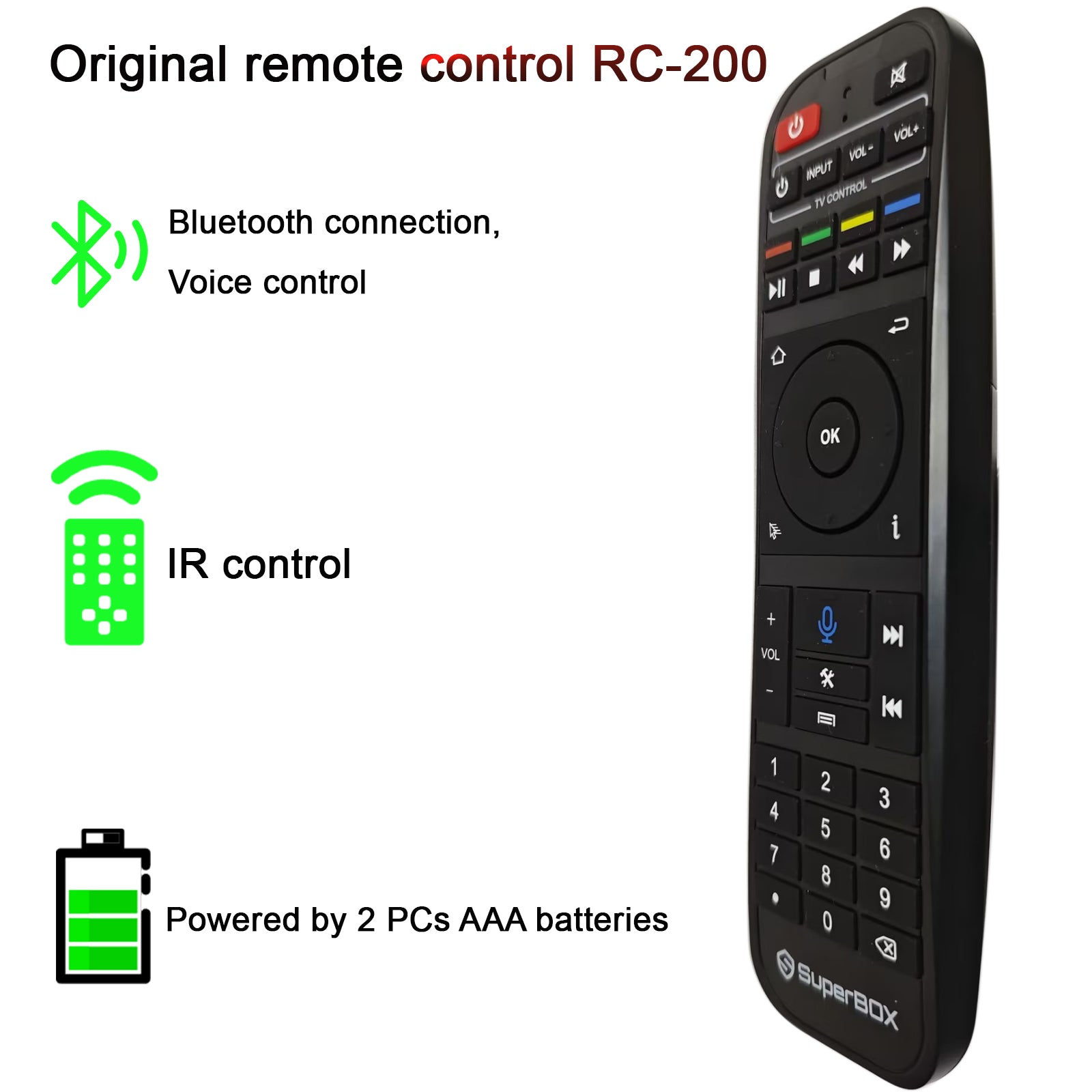 Official Superbox RC-200 Remote Replacement for S6 Ultra/Max/Pro, S5 Max/Pro, Elite Ultra/Pro - Original Remote Control for Superbox TV Box